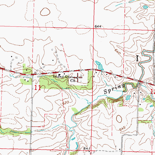 Topographic Map of Island Grove Church, IL