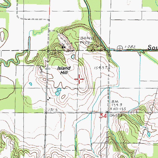Topographic Map of Island Hill, IL