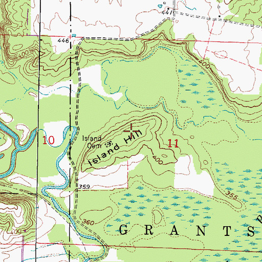 Topographic Map of Island Hill, IL