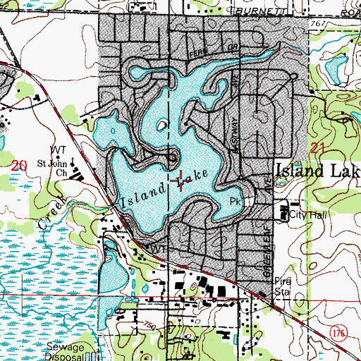 Topographic Map of Island Lake, IL