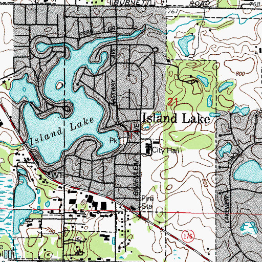 Topographic Map of Island Lake, IL