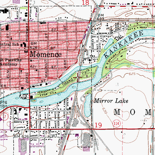 Topographic Map of Island Park, IL