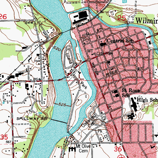 Topographic Map of Island Park, IL