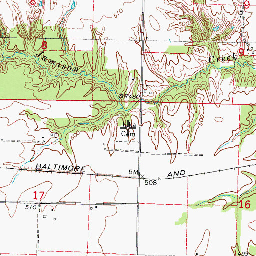 Topographic Map of Iuka Cemetery, IL