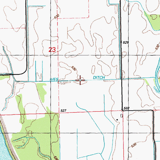 Topographic Map of Ives Ditch, IL