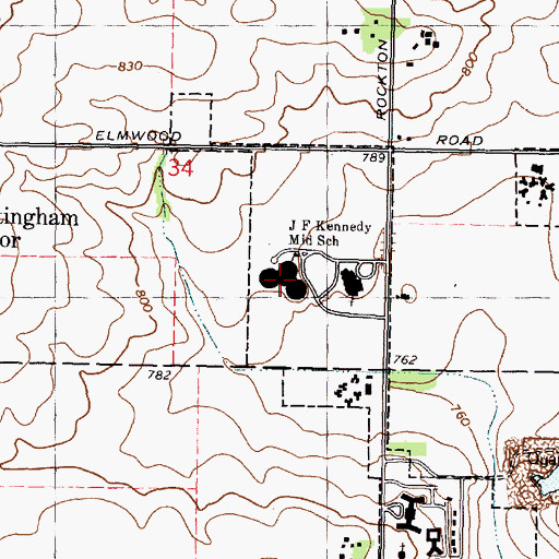 Topographic Map of J F Kennedy Middle School, IL
