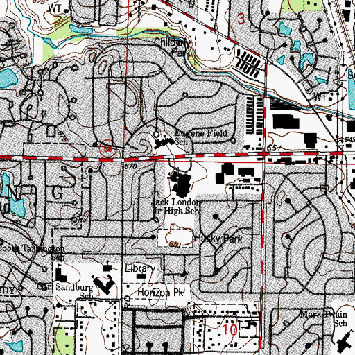 Topographic Map of Jack London Junior High School, IL