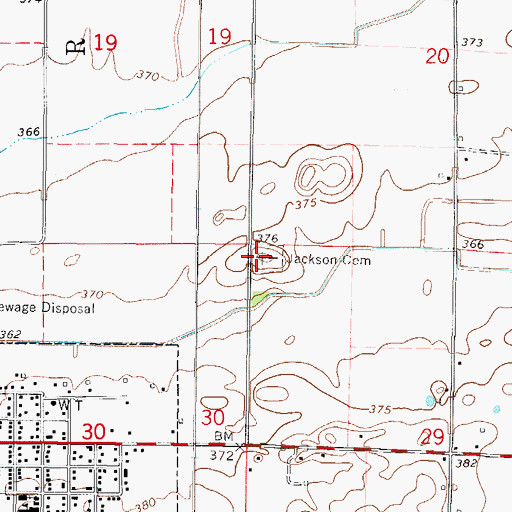 Topographic Map of Jackson Cemetery, IL