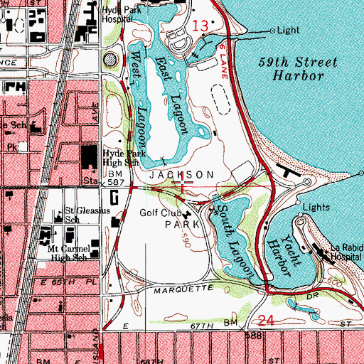 Topographic Map of Jackson Park, IL