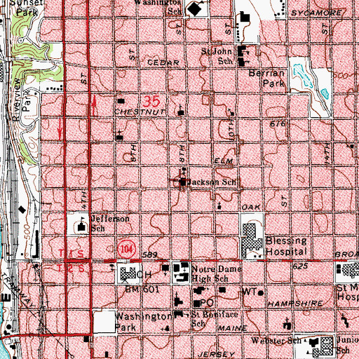 Topographic Map of Jackson School, IL