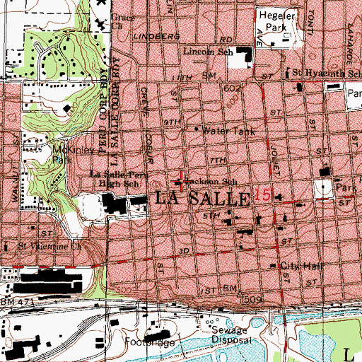 Topographic Map of Jackson Elementary School, IL
