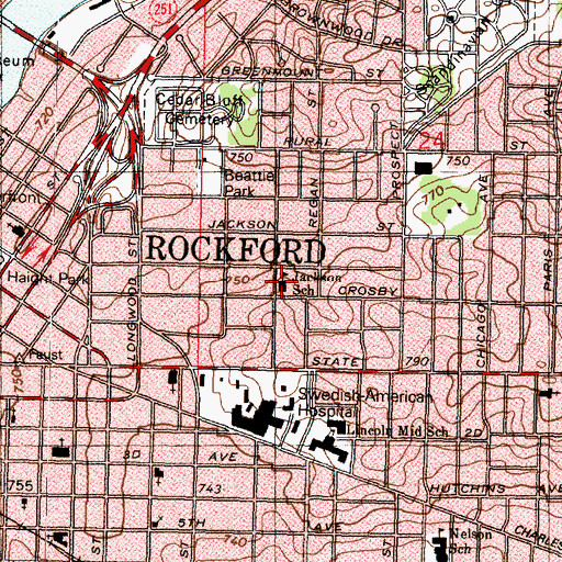 Topographic Map of Jackson Elementary School, IL