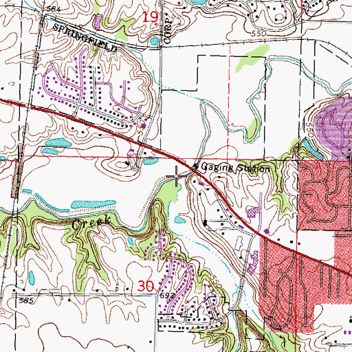 Topographic Map of Jacksonville Branch, IL