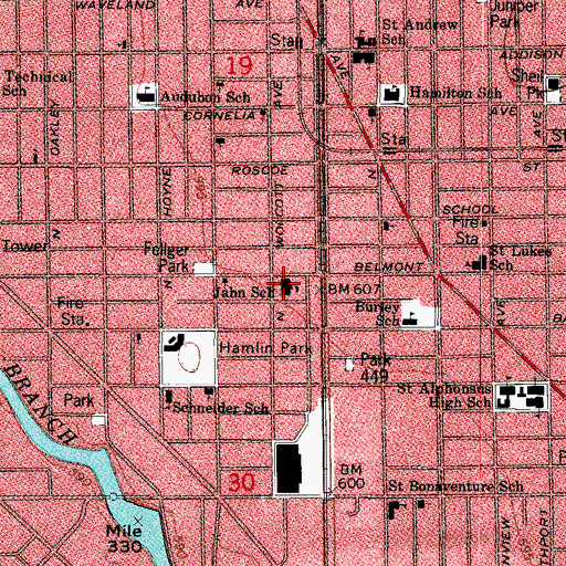 Topographic Map of Jahn Elementary School, IL