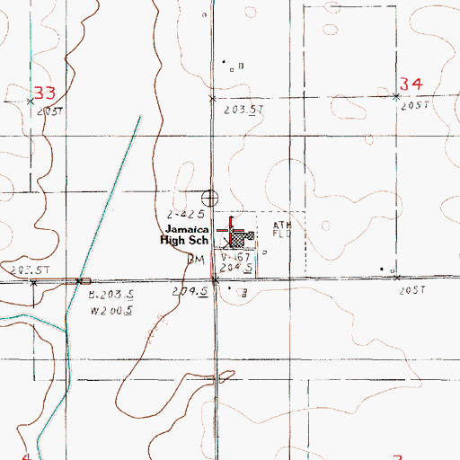 Topographic Map of Jamaica High School, IL