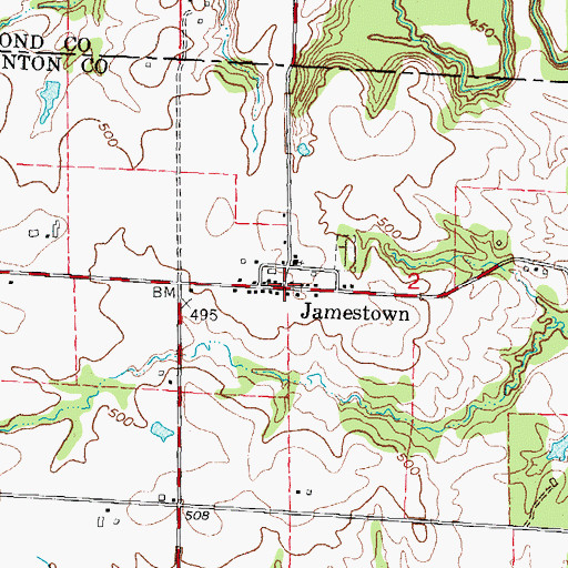 Topographic Map of Jamestown, IL