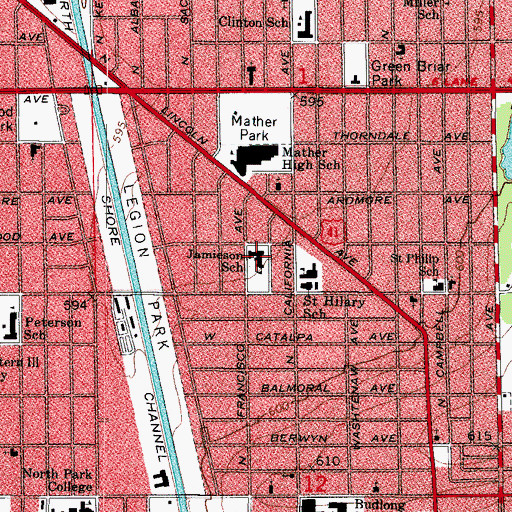 Topographic Map of Jamieson Elementary School, IL