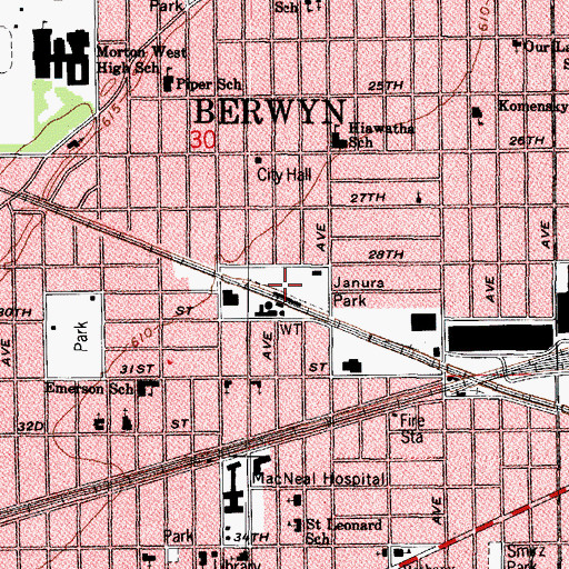 Topographic Map of Janura Park, IL