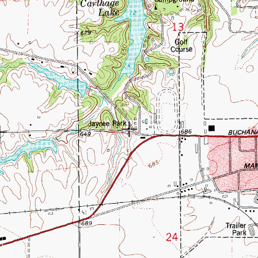 Topographic Map of Jaycee Park, IL