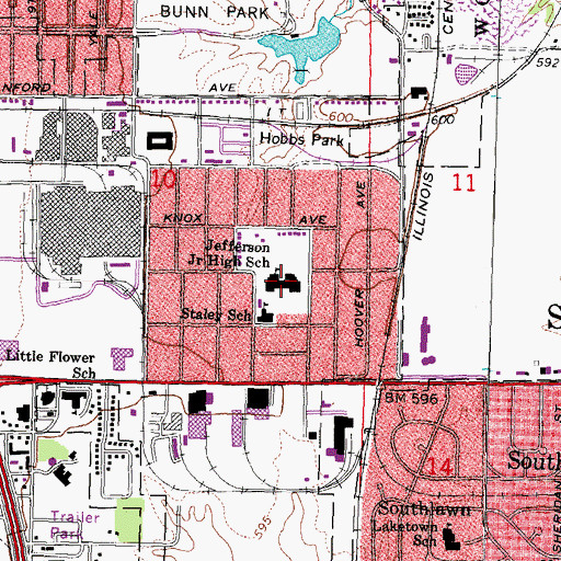 Topographic Map of Jefferson Elementary School, IL