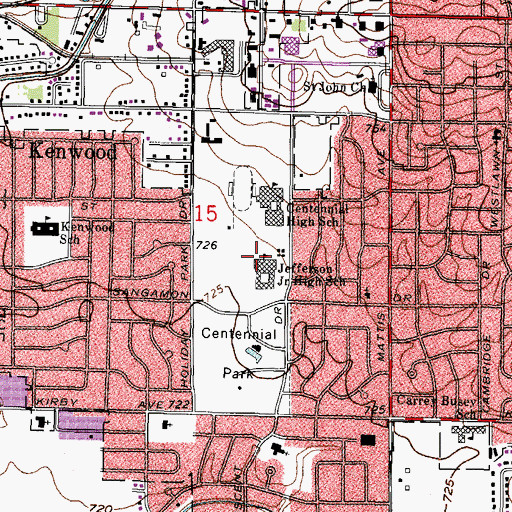Topographic Map of Jefferson Middle School, IL