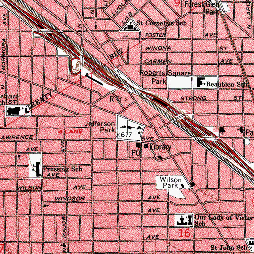 Topographic Map of Jefferson Park, IL