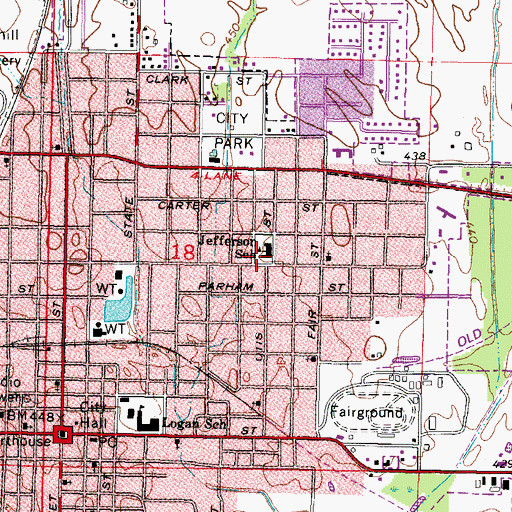 Topographic Map of Jefferson Elementary School, IL