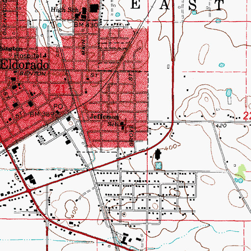 Topographic Map of Jefferson School, IL