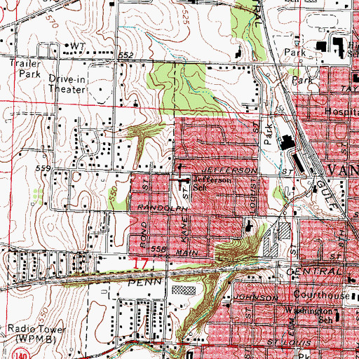 Topographic Map of Jefferson Elementary School, IL
