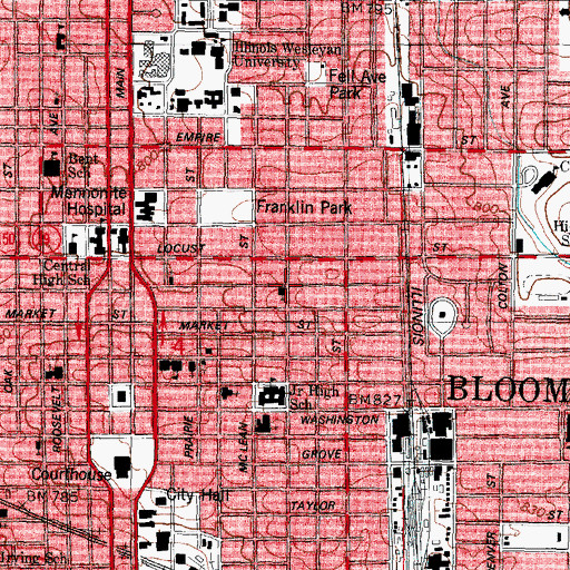 Topographic Map of Jefferson School (historical), IL