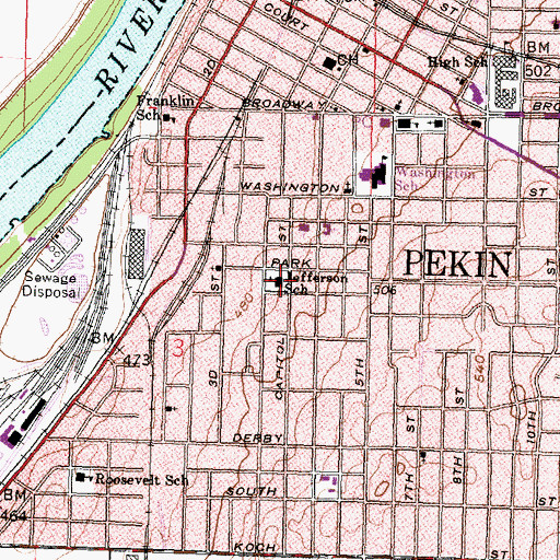 Topographic Map of Jefferson Elementary School, IL
