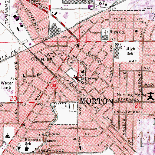 Topographic Map of Jefferson Elementary School, IL