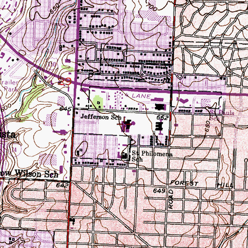 Topographic Map of Thomas Jefferson Primary School, IL