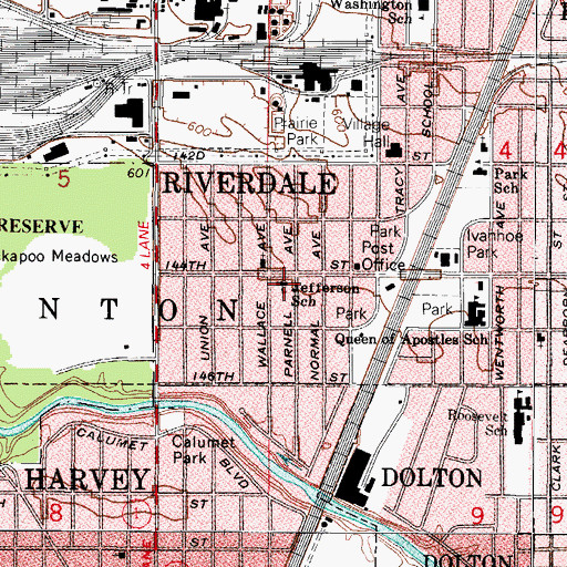 Topographic Map of Jefferson Elementary School, IL