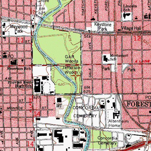 Topographic Map of Jefferson Woods, IL