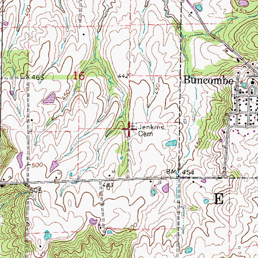 Topographic Map of Jenkins Cemetery, IL