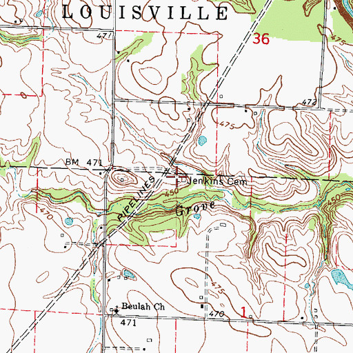 Topographic Map of Jenkins Cemetery, IL