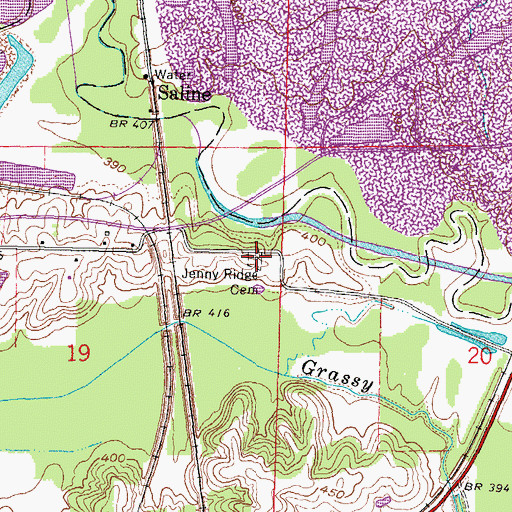 Topographic Map of Jenny Ridge Cemetery, IL