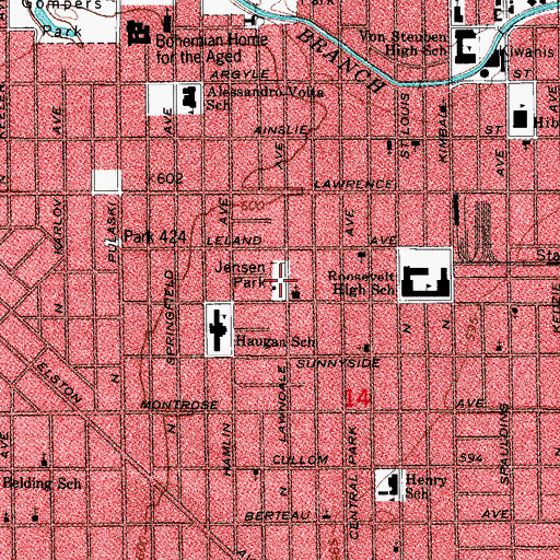 Topographic Map of Jensen Park, IL