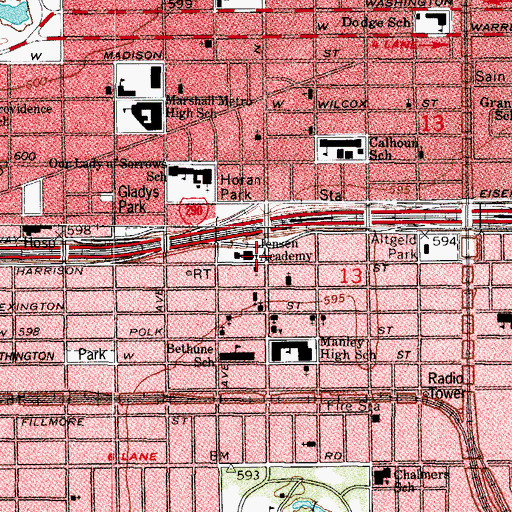 Topographic Map of Jensen Scholastic Academy, IL