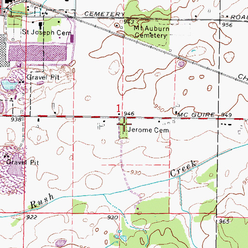Topographic Map of Jerome Cemetery, IL