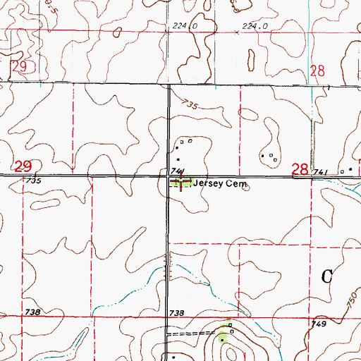 Topographic Map of Jersey Cemetery, IL