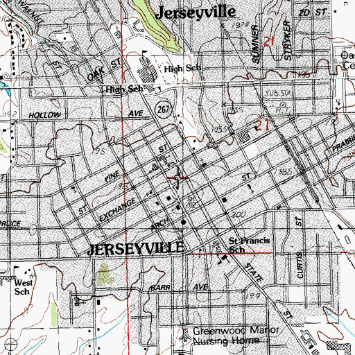 Topographic Map of Jerseyville, IL