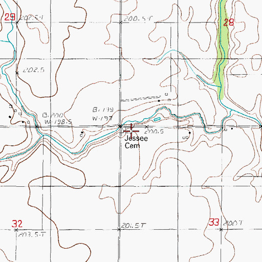 Topographic Map of Jessee Cemetery, IL
