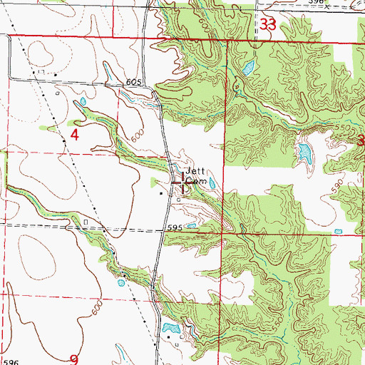 Topographic Map of Jett Number Cemetery, IL