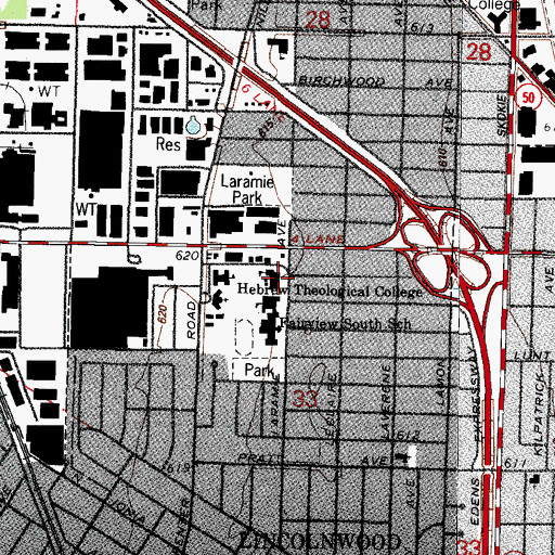 Topographic Map of Hillel Torah North Suburban Day School, IL
