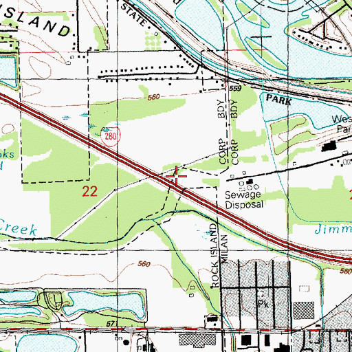 Topographic Map of Jimmy Creek, IL