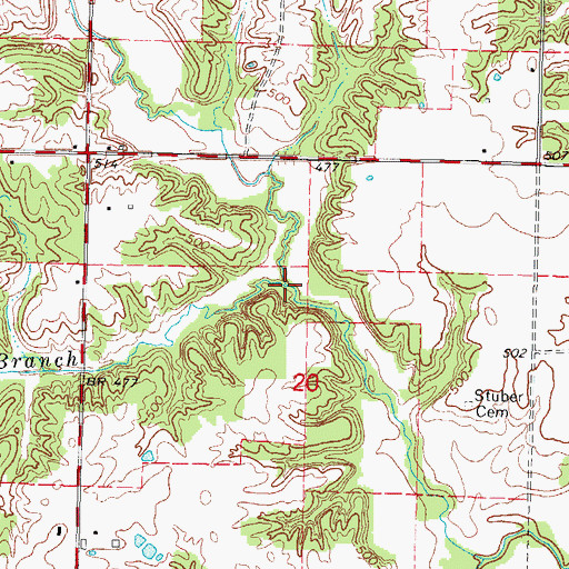 Topographic Map of Joe Branch, IL
