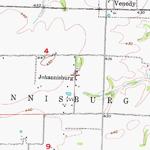 Topographic Map of Johannisburg, IL
