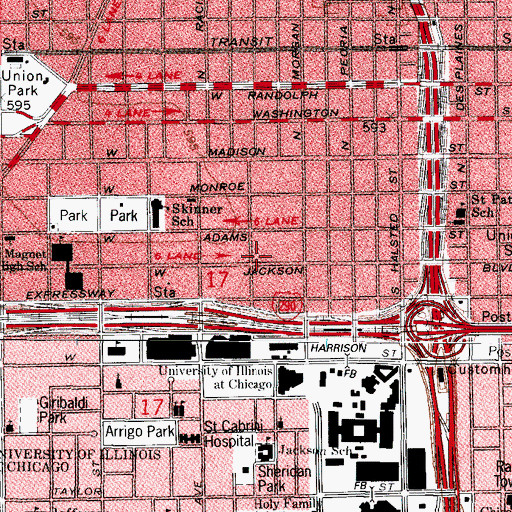 Topographic Map of John Philip Sousa School, IL